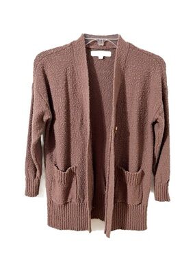 Ann Taylor LOFT Cozy Mauve Popcorn Knit Open-Front Cardigan With Pockets
Buttons